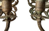 Antique mirrors French Neo-classical revival bronze wall sconces, with three branched candle holders. French antiques.