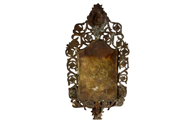 Antique mirrors French Neo-classical revival bronze wall sconces, with three branched candle holders. French antiques.
