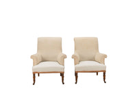 Pair of elegant large 19th century  French country house armchairs with scrolled backs.