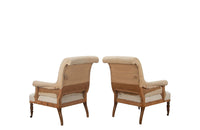 Pair of elegant large 19th century  French country house armchairs with scrolled backs.