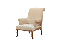 Pair of elegant large 19th century  French country house armchairs with scrolled backs.