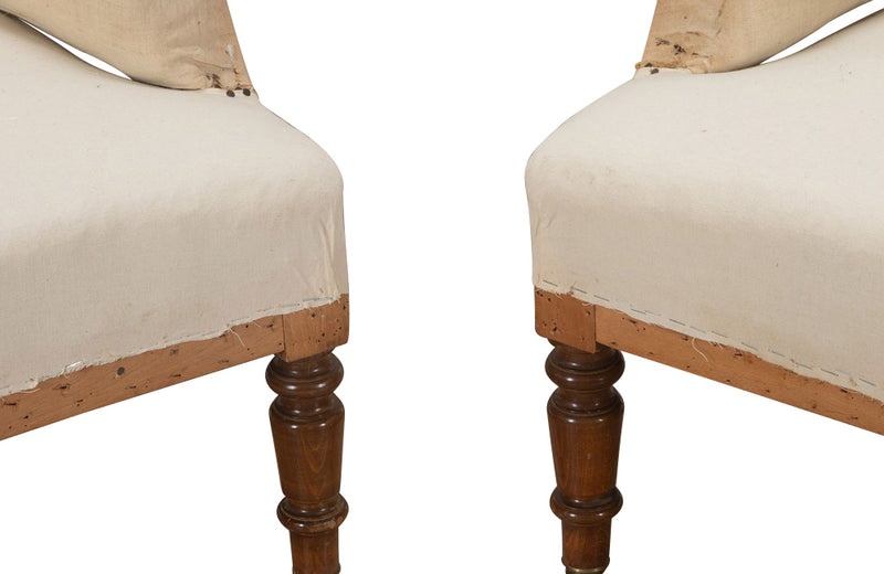 Pair of elegant large 19th century  French country house armchairs with scrolled backs.