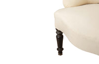 Pair of charming 19th Century French Napoleon III slipper chairs with gently curved scroll backs.