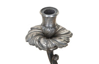 Pair of late 19th Century French worn silver plated candleabras in the Rococo style.