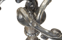 Pair of late 19th Century French worn silver plated candleabras in the Rococo style.