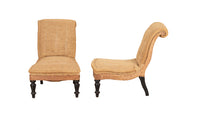 Pair of 19th Century French Scroll Back Slipper Chairs
