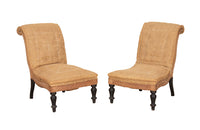 Pair of 19th Century French Scroll Back Slipper Chairs