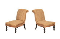 Pair of 19th Century French Scroll Back Slipper Chairs