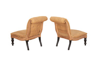Pair of 19th Century French Scroll Back Slipper Chairs