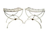 Pair of 20th Century French wrought iron curule form stools