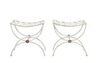 Pair of 20th Century French wrought iron curule form stools