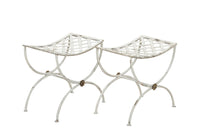 Pair of 20th Century French wrought iron curule form stools