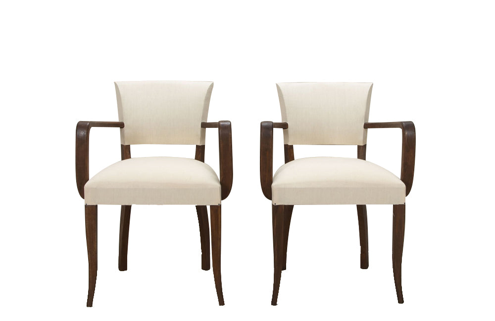 Pair of mid-20th Century French bridge armchairs in the Art Deco style.