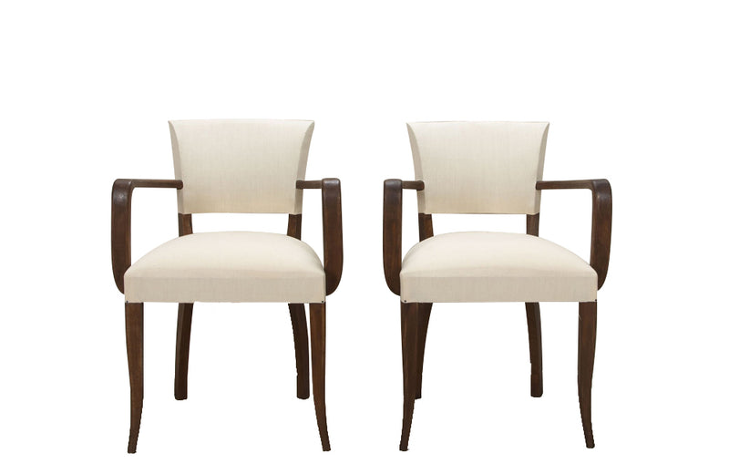 Pair of mid-20th Century French bridge armchairs in the Art Deco style.