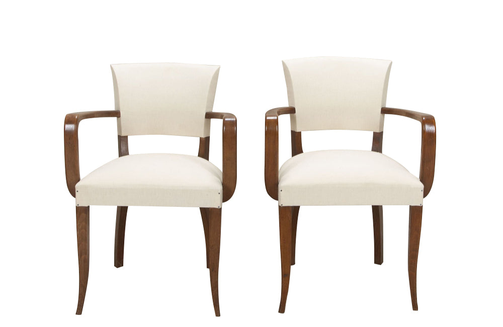 Pair of mid-20th Century French bridge armchairs in the Art Deco style.