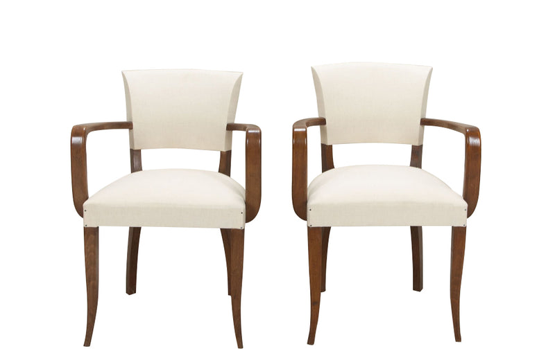 Pair of mid-20th Century French bridge armchairs in the Art Deco style.