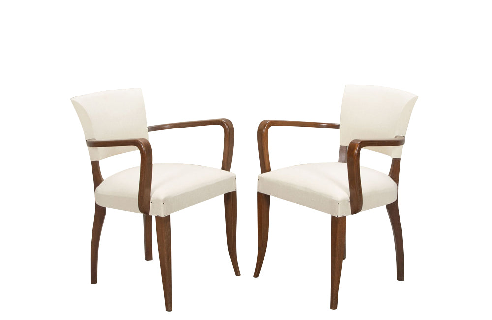 Pair of mid-20th Century French bridge armchairs in the Art Deco style.