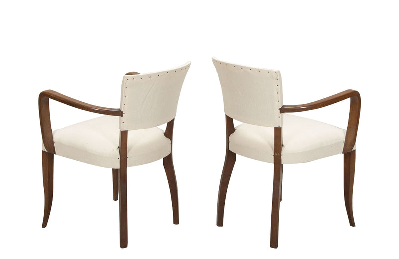 Pair of mid-20th Century French bridge armchairs in the Art Deco style.