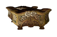 Pair of late 19th Century French  Art Nouveau polychrome cast iron jardinieres.