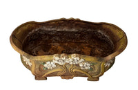 Pair of late 19th Century French  Art Nouveau polychrome cast iron jardinieres.