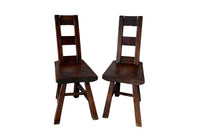 Mid century chairs brutalist French wooded chairs with ladder backs - French Antique Furniture