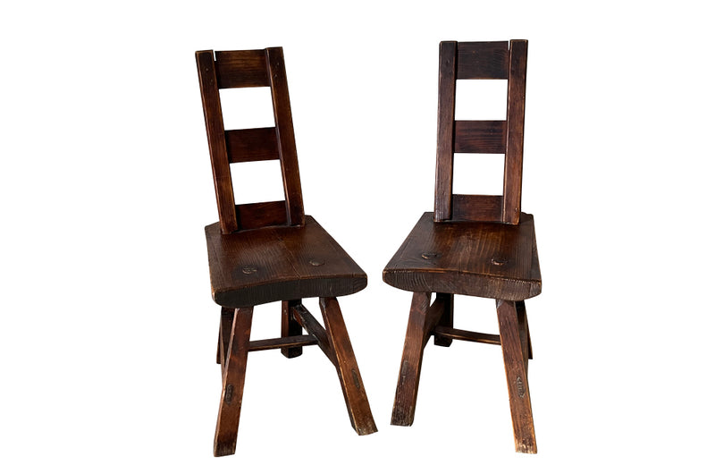 Mid century chairs brutalist French wooded chairs with ladder backs - French Antique Furniture