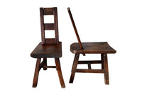 Mid century chairs brutalist French wooded chairs with ladder backs - French Antique Furniture