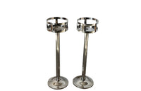 Pair of mid century champagne bucket stands silverplate French champagne bucket stands by the renown house of Chrisofle