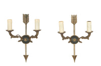 Pair of French Empire Style wall lights or sconces in the Neo-Classical style.