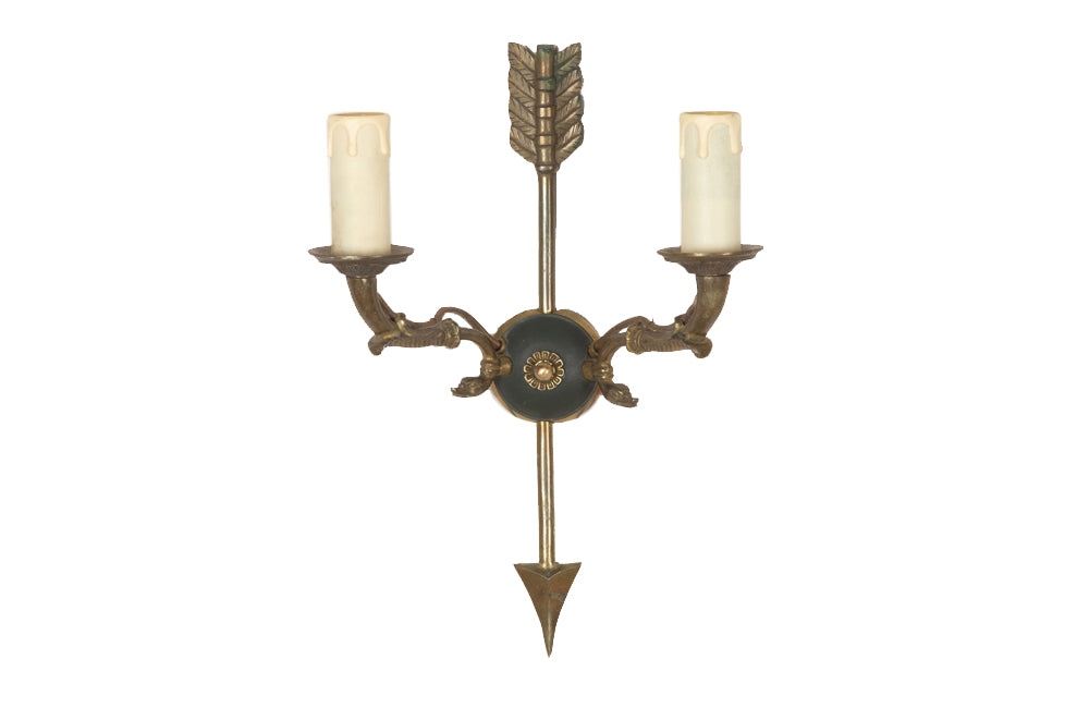 Pair of French Empire Style wall lights or sconces in the Neo-Classical style.