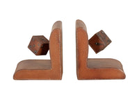 Mid-Century Bookends, leather, French, Jacques Adnet. 