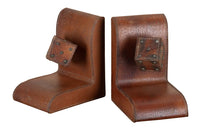 Mid-Century Bookends, leather, French, Jacques Adnet. 