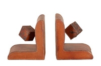 Mid-Century Bookends, leather, French, Jacques Adnet. 
