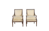 Pair of early 20th Century French Louis XVI Revival open armchairs in the Neo-Classical style.