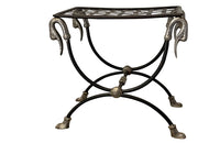 Pair of elegant Mid-Century French wrought iron curule stools attributed to Maison Jansen