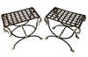 Pair of elegant Mid-Century French wrought iron curule stools attributed to Maison Jansen