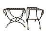 Pair of elegant Mid-Century French wrought iron curule stools attributed to Maison Jansen