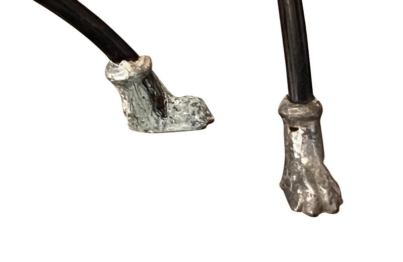 Pair of elegant Mid-Century French wrought iron curule stools attributed to Maison Jansen