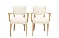 Pair of mid-20th Century French pale beech bridge chairs of stylish and unusual form