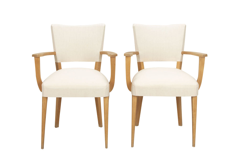 Pair of mid-20th Century French pale beech bridge chairs of stylish and unusual form