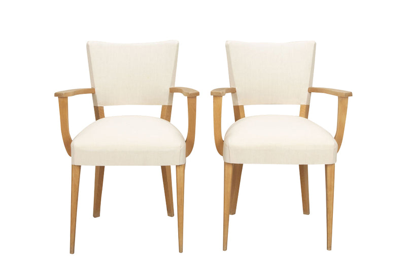 Pair of mid-20th Century French pale beech bridge chairs of stylish and unusual form