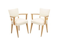 Pair of mid-20th Century French pale beech bridge chairs of stylish and unusual form
