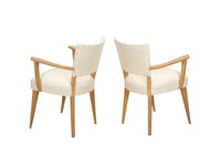 Pair of mid-20th Century French pale beech bridge chairs of stylish and unusual form