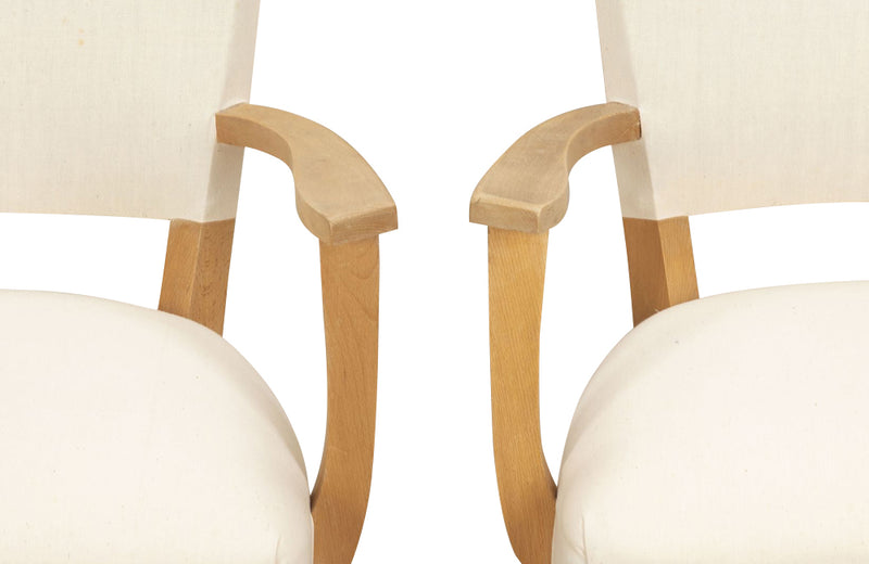 Pair of mid-20th Century French pale beech bridge chairs of stylish and unusual form