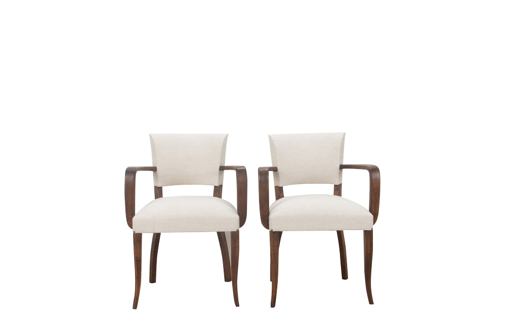 Pair of French mid century Art Deco Style bridge chairs.