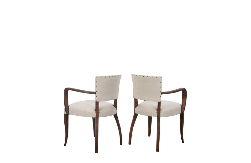 Pair of French mid century Art Deco Style bridge chairs.