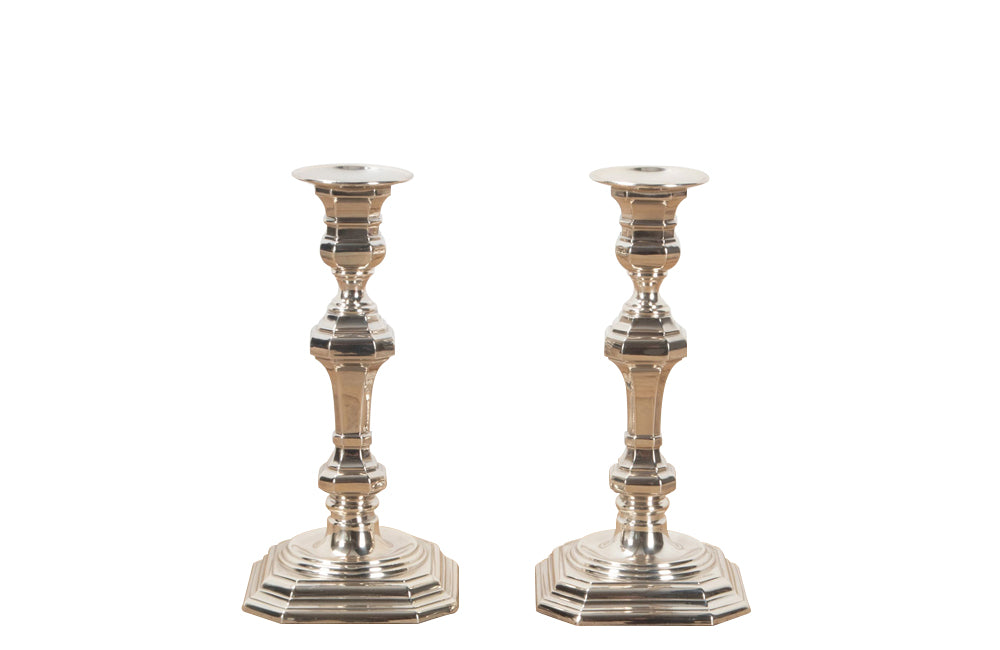 Pair of small 20th Century Spanish, silver candlesticks by Pedro Duran