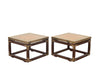 Pair of Valenti style Spanish stylish mahogany end tables with brass brackets.