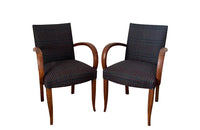 Pair of mid-20th Century French Art Deco style bridge chairs upholstered in a beautiful soft Scottish plaid wool.