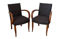 Pair of mid-20th Century French Art Deco style bridge chairs upholstered in a beautiful soft Scottish plaid wool.